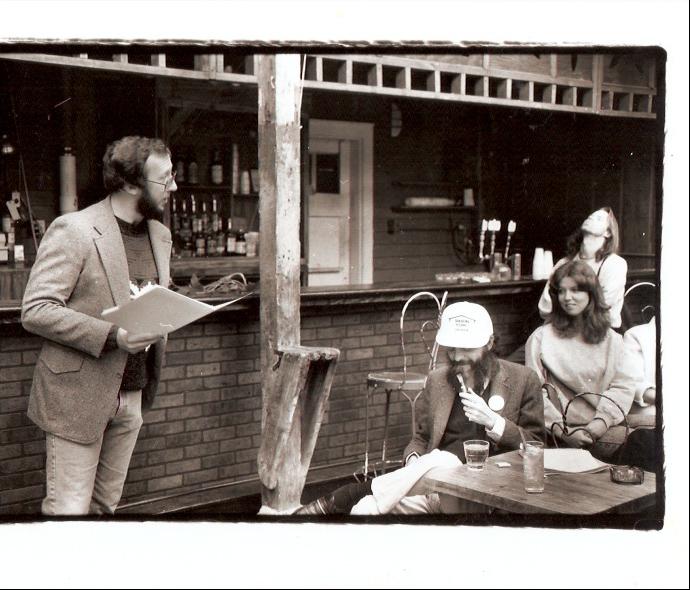 Fred Kasten, Everette Maddox, and Maxine Cassin at the Maple Leaf Bar.