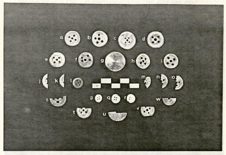 Buttons recovered from late-eighteenth century prison component.