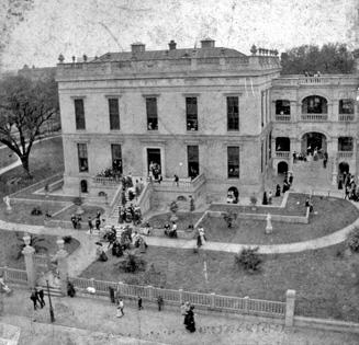 College Hall on Washington Avenue, with connecting Arcade.