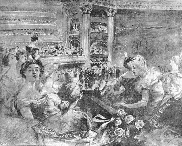 "Ladies in the balcony, perhaps of the French Opera House, during an unidentified carnival ball, undated."