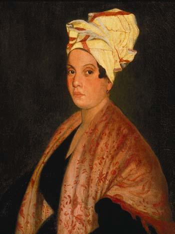 Portrait of a free woman of color by Frank Schneider, a copy of original by George Catlin.