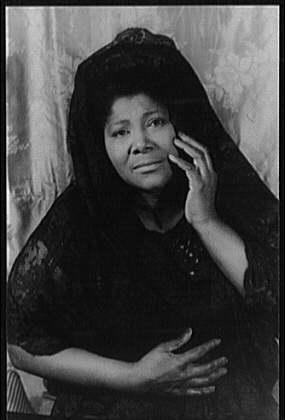 Portrait of Mahalia Jackson.