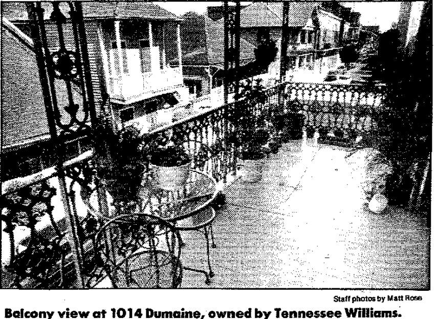 A photo from the balcony of 1014 Dumaine Street.