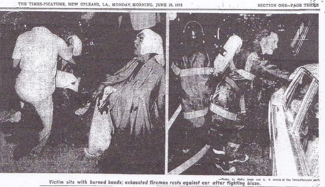 "Victim Sits with Burned Hands," Times-Picayune, June 25, 1973.