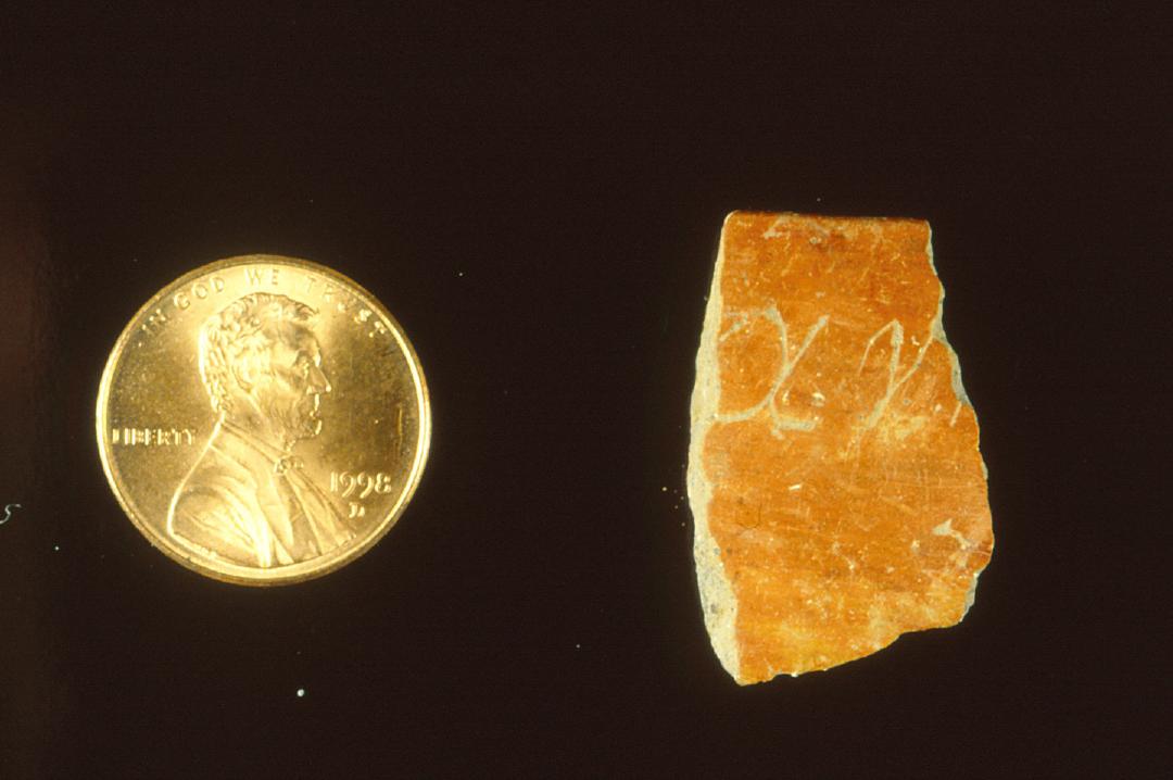 Red-Slipped Sherd with Engraved Letters