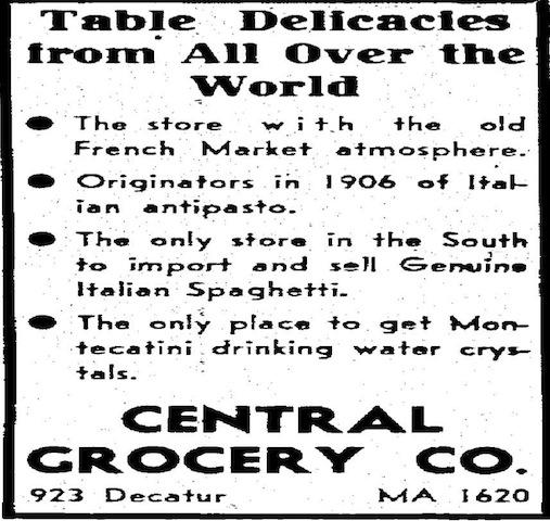 1938 Central Grocery Advertisement