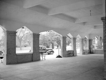 The overhang of the Casino Building provides outdoor events protection from sun and rain.
