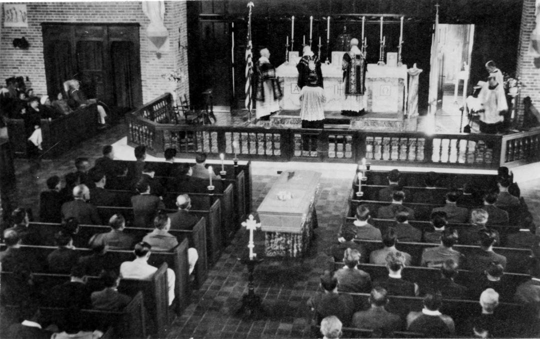 Funeral services in Sacred Heart Chapel