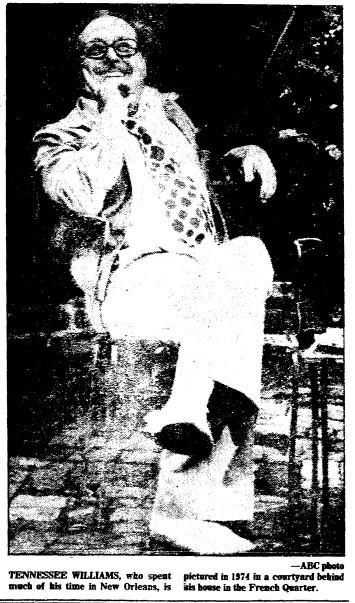 Williams in the 1014 Dumaine Street courtyard in 1974.