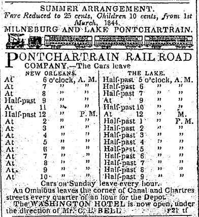 Summer of 1844 Schedule of Departure
