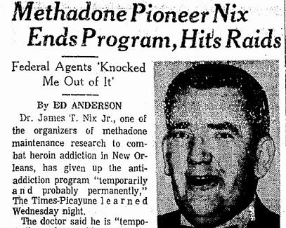 Methadone Pioneer Nix Ends Program, Hits Raids