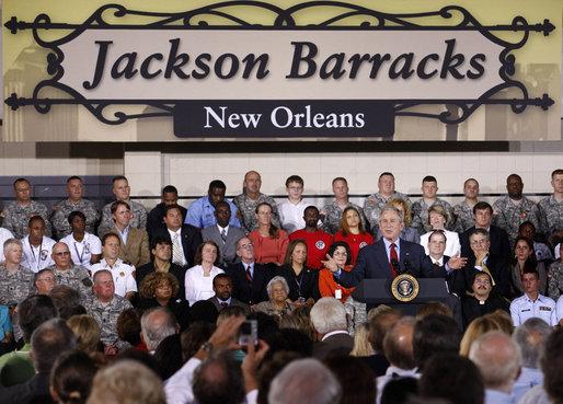 President Bush speaks at Jackson Barracks